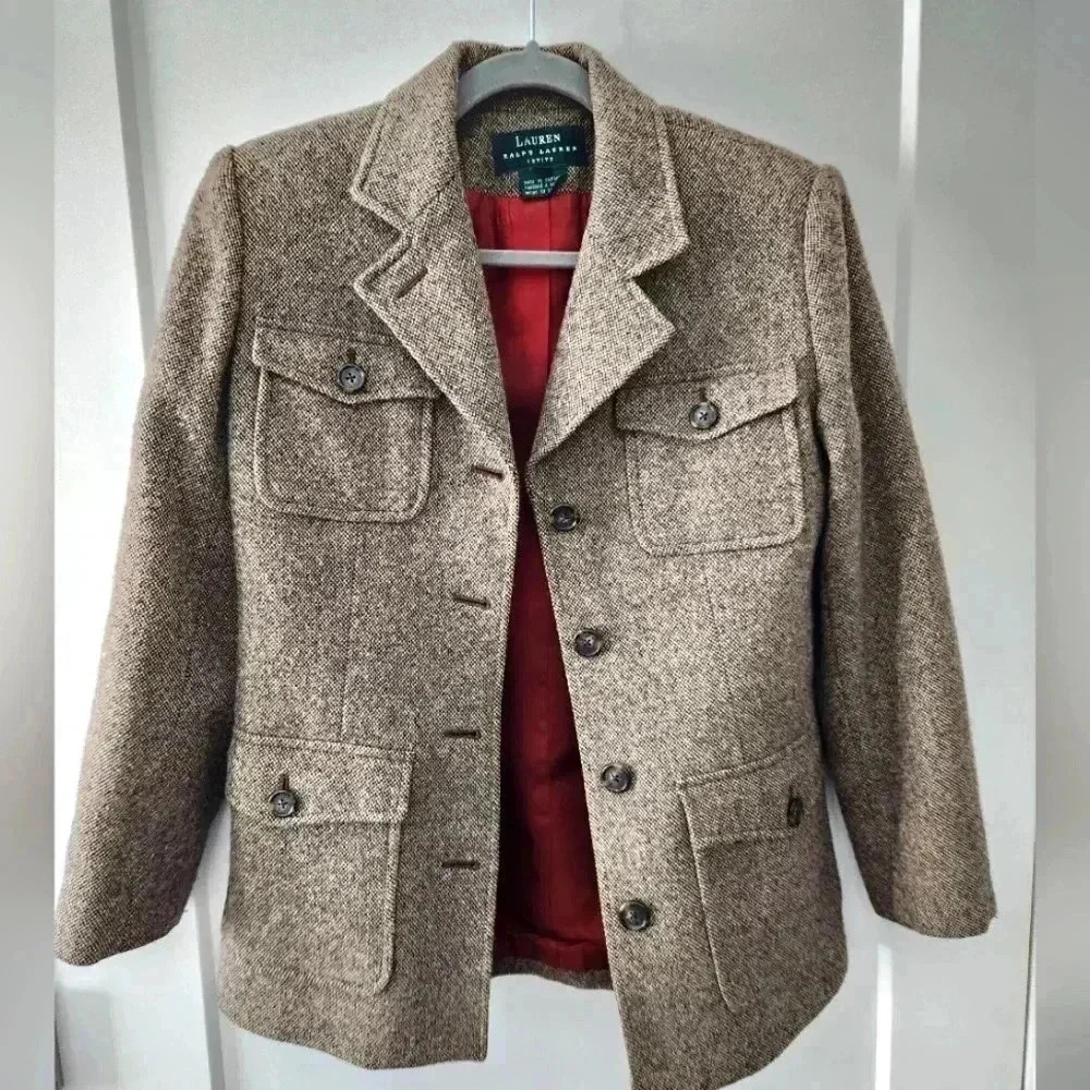 Ralph Lauren, herringbone pattern blazer Petite Size 4 Petite